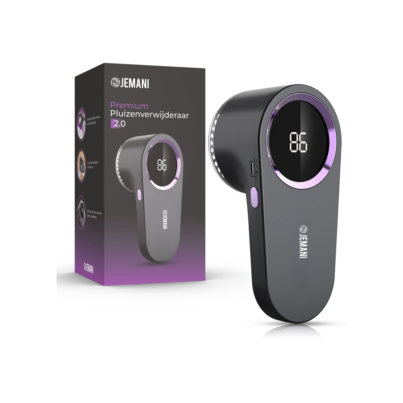 Jemani Premium Pluizenverwijderaar PRO 2.0 XXL – USB Oplaadbaar – Elektrische Ontpluizer & Ontpiller – Pluizentondeuse – Zwart
