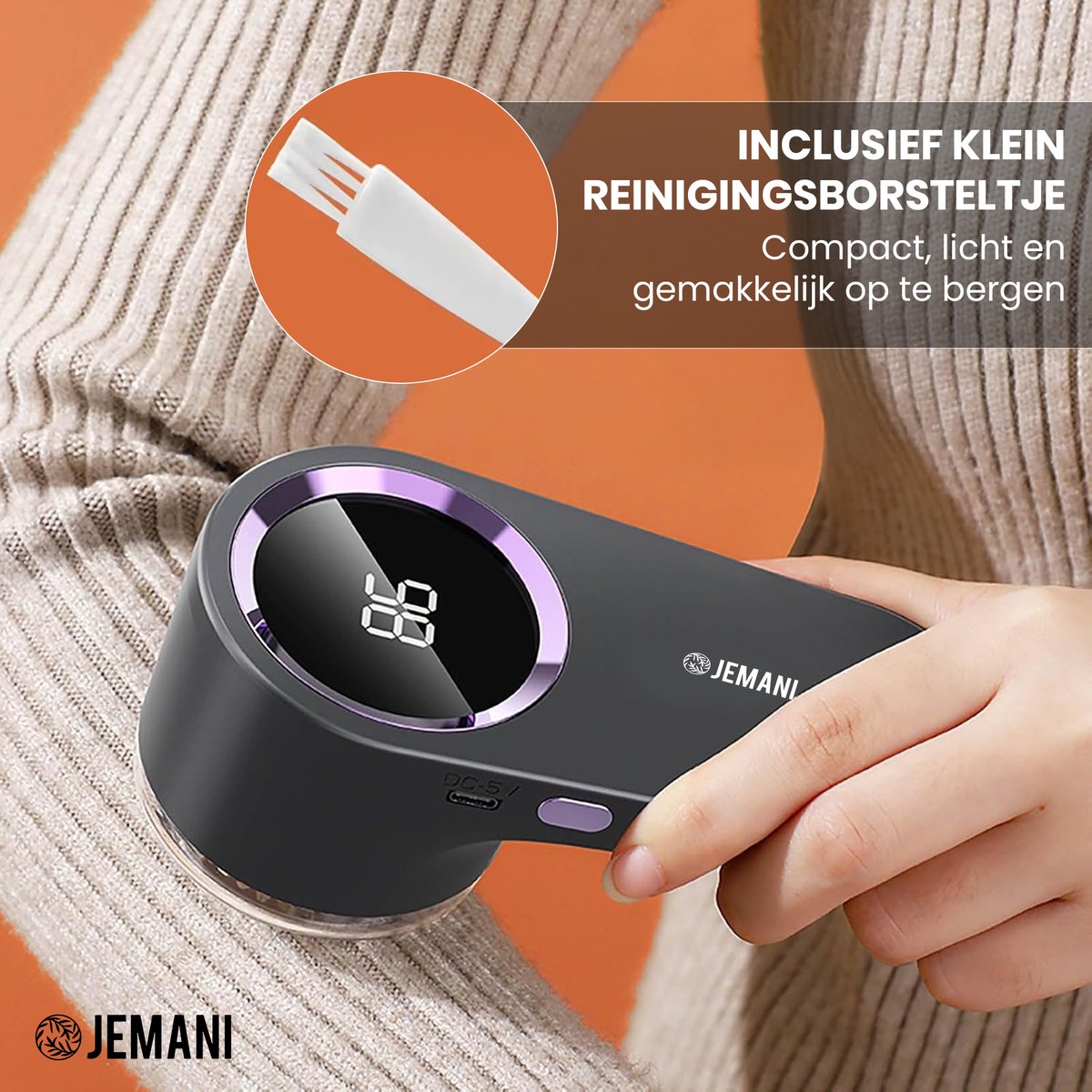 Jemani Premium Pluizenverwijderaar PRO 2.0 XXL – USB Oplaadbaar – Elektrische Ontpluizer & Ontpiller – Pluizentondeuse – Zwart