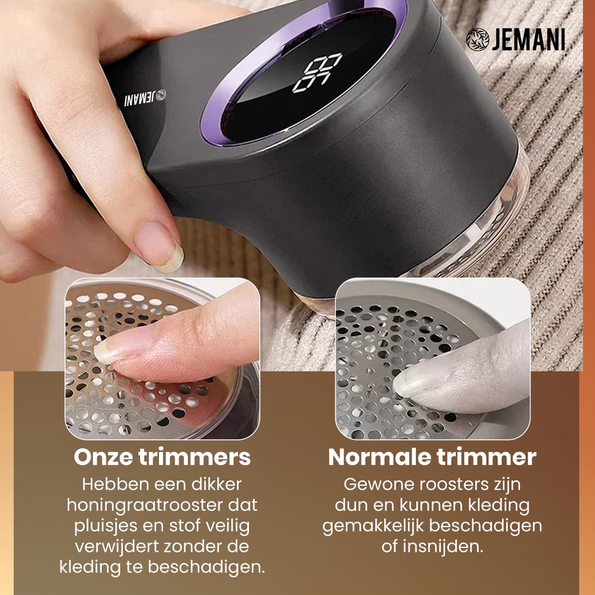 Jemani Premium Pluizenverwijderaar PRO 2.0 XXL – USB Oplaadbaar – Elektrische Ontpluizer & Ontpiller – Pluizentondeuse – Zwart