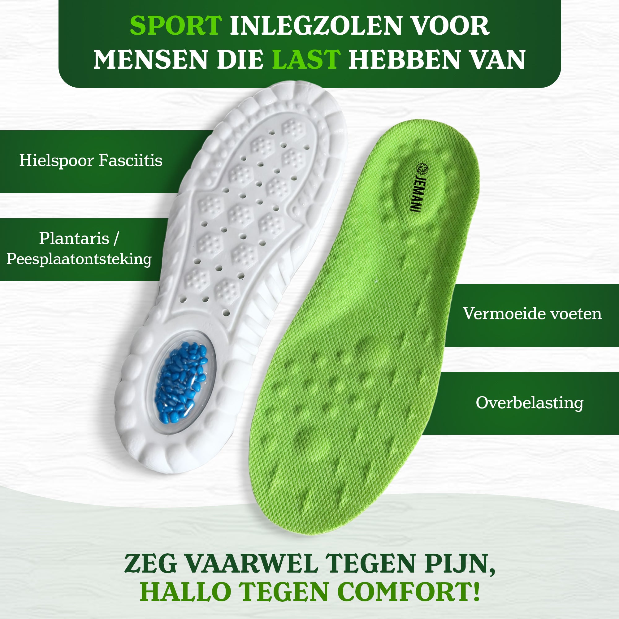 Jemani Pro Sport Hielspoor Inlegzolen - Medische zooltjes