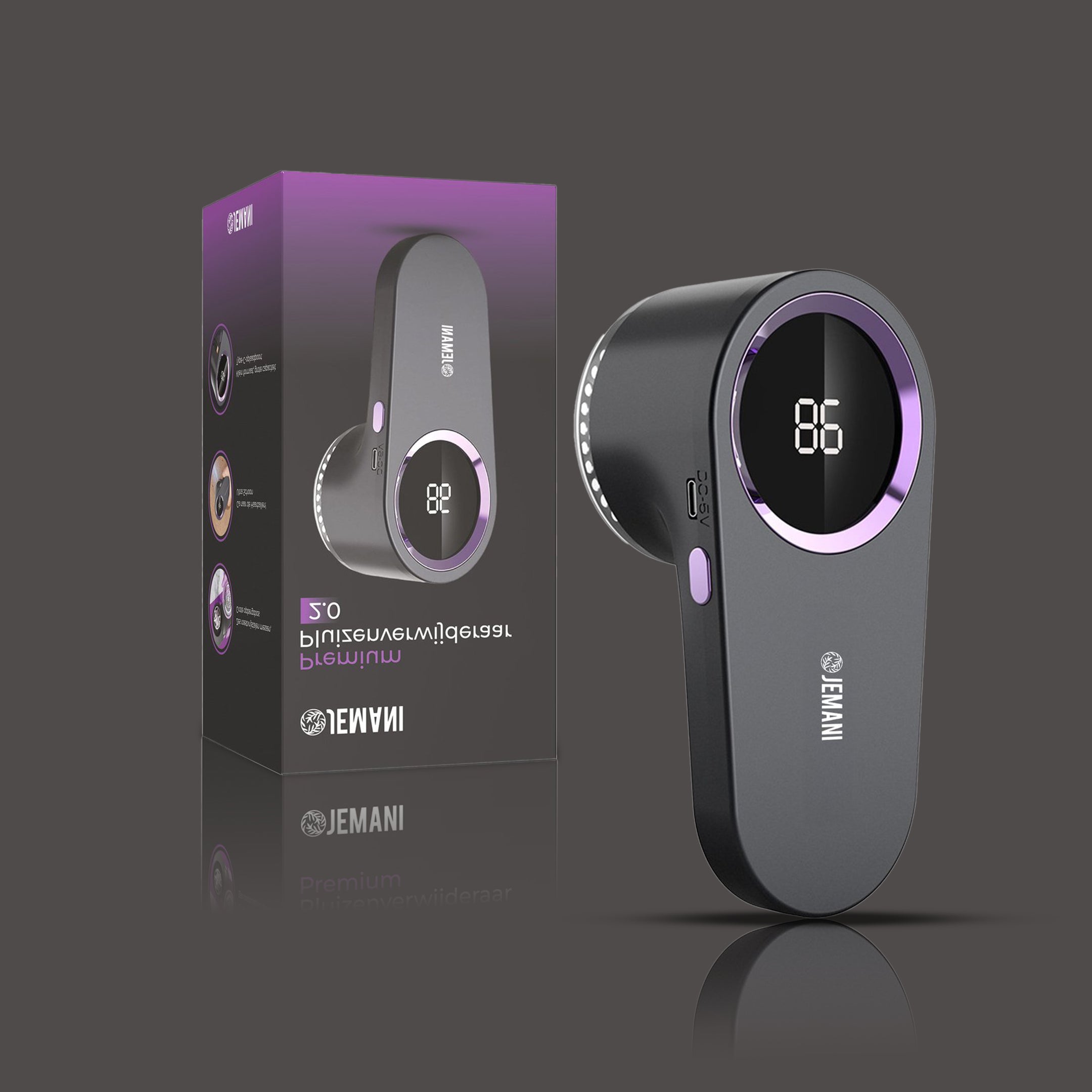 Jemani Premium Pluizenverwijderaar PRO 2.0 XXL – USB Oplaadbaar – Elektrische Ontpluizer & Ontpiller – Pluizentondeuse – Zwart