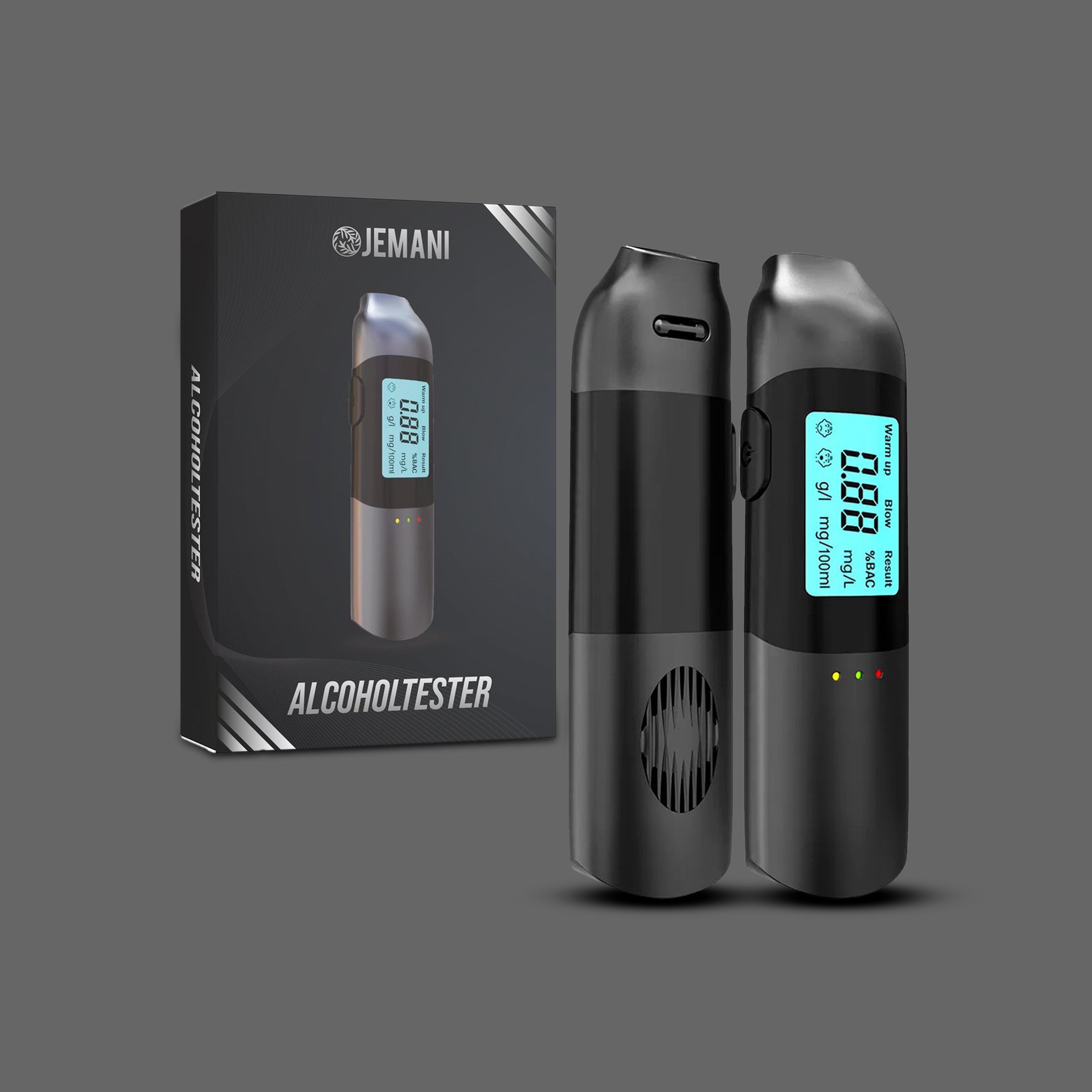 Jemani Digitale Alcolholtester - Geen mondstuk nodig - USB oplaadbaar - Geschikt voor Frankrijk - Blaastest - Alcohol meter - Alcoholtesters - alcoholtester auto - ademtester - alcohol detector
