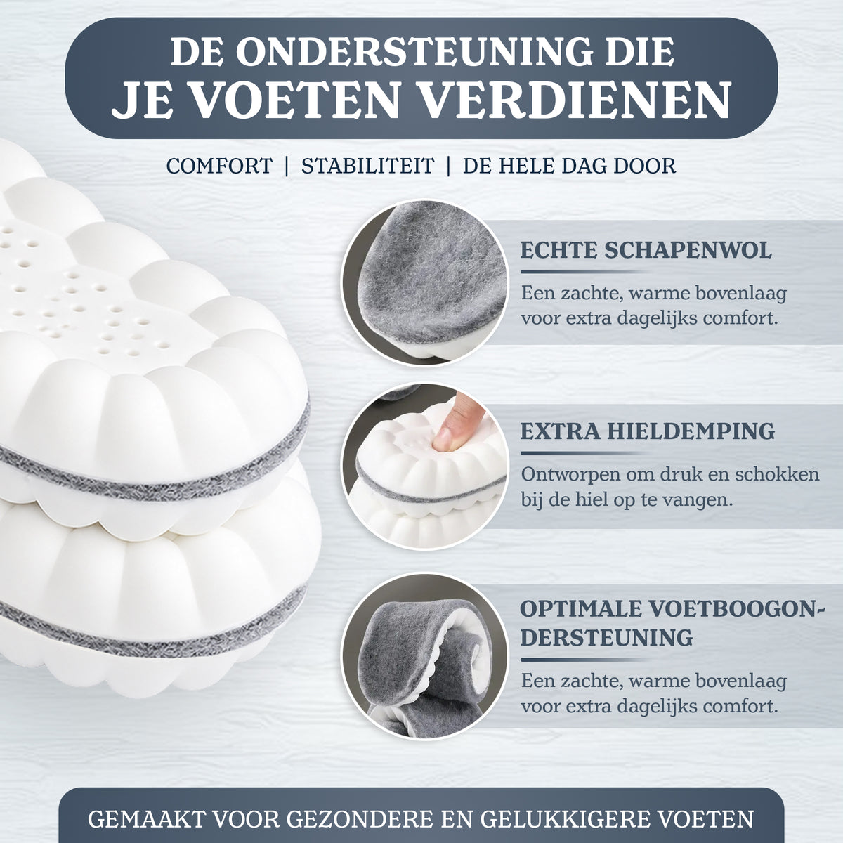 Jemani Echte Schapenwollen Hielspoor Inlegzolen