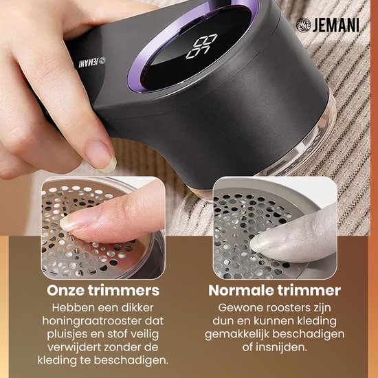 Jemani Premium Pluizenverwijderaar PRO 2.0 XXL – USB Oplaadbaar – Elektrische Ontpluizer & Ontpiller – Pluizentondeuse – Zwart