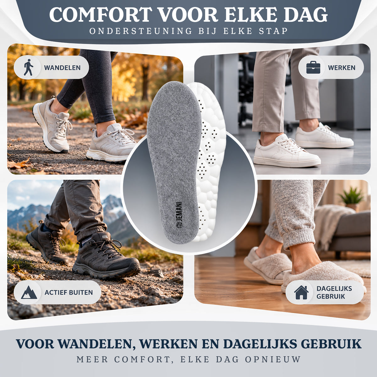 Jemani Echte Schapenwollen Hielspoor Inlegzolen